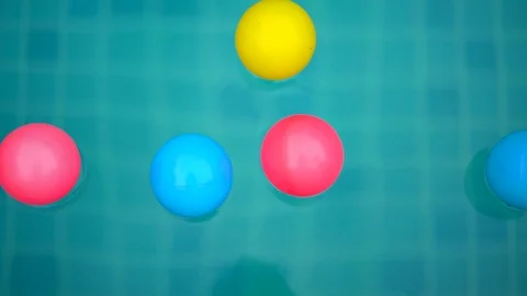 Plastic ball on the pool. Stock Footage 107824714