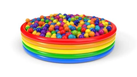 Plastic balls filled child pool. 3d illustration Stock Illustration