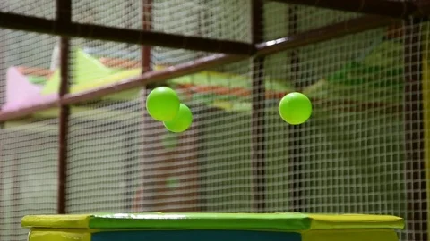 Plastic balls hanging in the air, they do not fall Stock Footage 70818698
