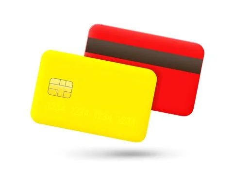 Plastic banking cards set isolated on white background. 3d vector illustratio Stock Illustration