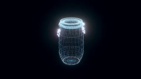 Plastic Barrel hologram Rotating Stock Footage 154840541