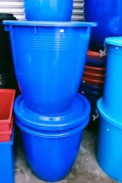 Plastic barrels Stock Photos