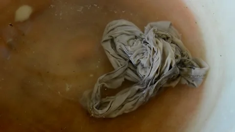 Plastic basin and washcloth Stock Footage 214845180