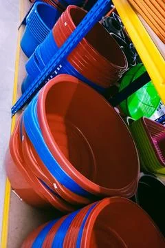 Plastic basins Stock Photos