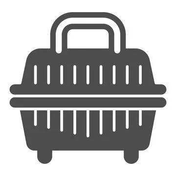 Plastic basket for a pet solid icon, animal hospital concept, Animal carrier Illustrazione stock