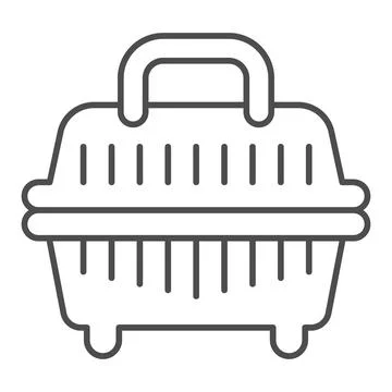 Plastic basket for a pet thin line icon, animal hospital concept, Animal carrier Illustration