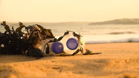 PLASTIC ON THE BEACH Stock Footage 122338322