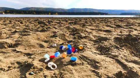 Plastic on the beach Stock Footage 161699800