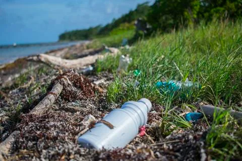 Plastic on a beach Stock Photos