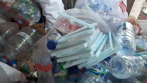 Plastic beverage bottle waste recycle Stock Footage 286331127