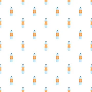 Plastic beverage bottles seamless pattern on white background Stock Illustration