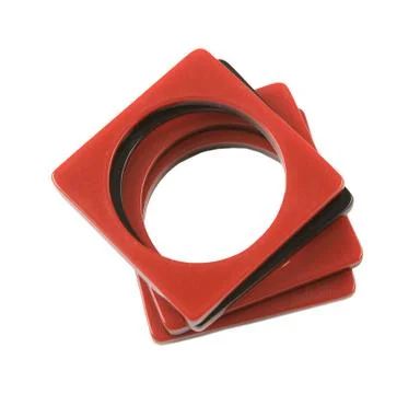 Plastic bicolor square bracelets Stock Photos