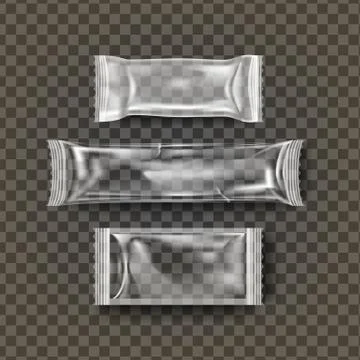 Plastic Biscuit . Cookie Bar Dessert Wrap. Empty Product Polyethylene Mock Up Stock Illustration