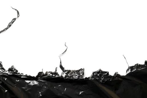 Plastic black background. Wrap transparent dark cellophane isolated on white  Stock Photos