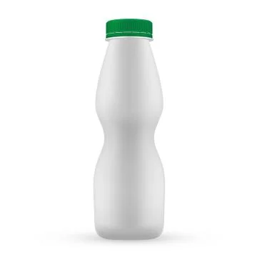 Plastic blank  bottle with green screw cap for dairy products. Stock Illustration