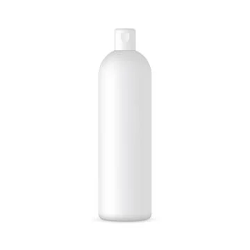 Plastic Blank Tall Shampoo Bottle Mockup Isolated Stock Illustration