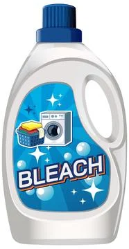 Plastic Bleach Bottle with Laundry Label Vector Illustration Stock Illustration