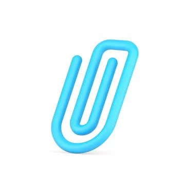 Plastic blue paper clip 3d icon. Tool for fasteners reminder and documents Stock Illustration