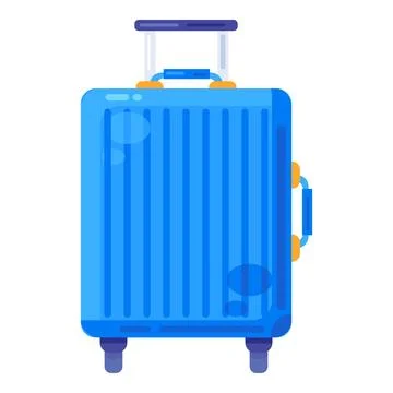 Plastic Blue Suitcase On Wheels With Handle Stock Illustration
