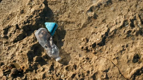 Plastic bottle and polystyrene discarded on contaminated sea ecosystem,pollution Stock Footage 168911015