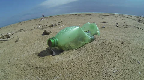 Plastic bottle on a beach Видео 37554568