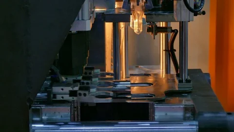 Plastic Bottle Blow Molding Machine in factory Stock Footage