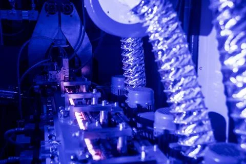 The plastic bottle blowing machine. PET preforms for blowing of plastic bottles Stock Photos