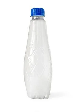 Plastic bottle with blue cap containing liquid Stock Photos