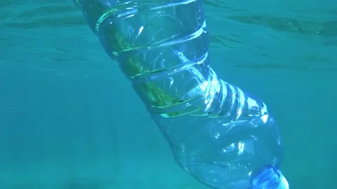 Plastic bottle on the bottom of the sea.Pollution, plastics in nature Stock Footage 160070042