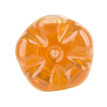 Plastic bottle bottom view isolated on white background, water yellow Stock Photos