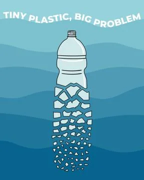 The plastic bottle breaks up into small pieces Stock Illustration