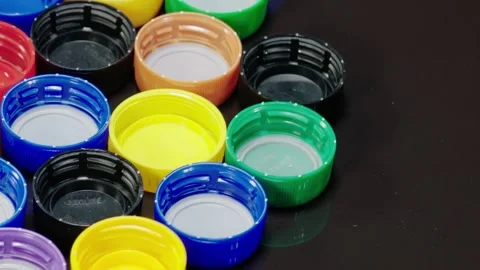 Plastic Bottle Caps Loop Video stock 134586050