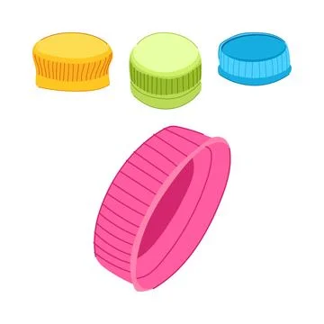 Plastic bottle caps in various vibrant colors Stock Illustration