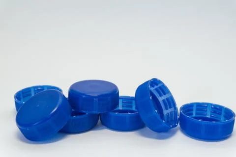 Plastic bottle caps on a white background Stock Photos