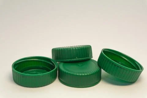 Plastic bottle caps on a white background Stock Photos