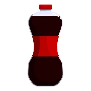 Plastic bottle containing refreshing soda with red label on white background Stock Illustration