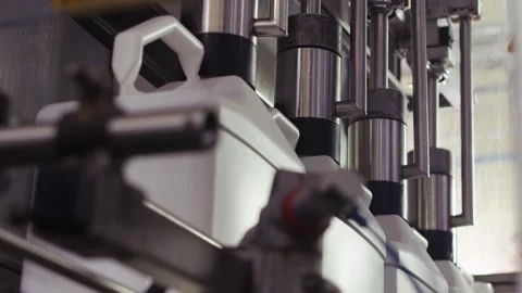 Plastic bottle on the conveyor. Clip. High technology Plastic bottle Video stock 130733432