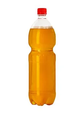 Plastic bottle of draught beer isolated on a white background. Alcoholic Stock Photos