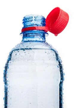 Plastic bottle of drinking water isolated on white Stock Photos