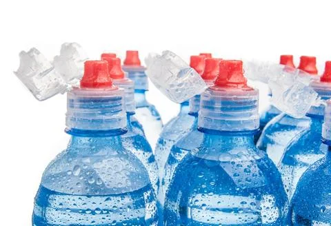 Plastic bottle of drinking water isolated on white Stock Photos