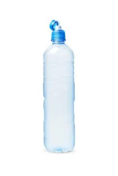 Plastic bottle of drinking water open cap. Isolated on white background Stock Photos