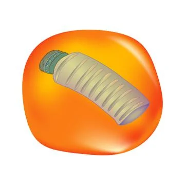 Plastic bottle in a drop of amber isolated on white background. Stock Illustration