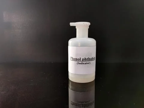 Plastic bottle filled with reagent solution 4 Stock Photos