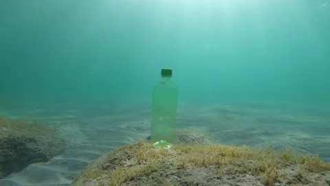 Plastic Bottle Floating Underwater Stock Footage 137485866