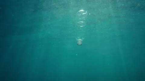 Plastic bottle floating on water Stock Footage 241558139