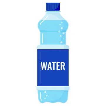 Plastic bottle of fresh water with bubbles icon isolated on white background. Illustrazione stock