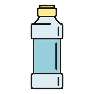 Plastic bottle full of liquid with yellow cap icon Stock Illustration