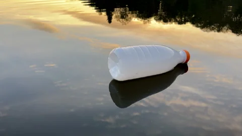 Plastic bottle garbage on sea shore lake. Stock Footage 251529657