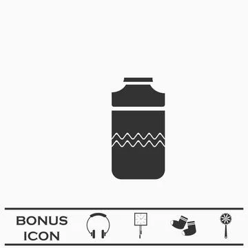 Plastic bottle icon flat Stock Illustration