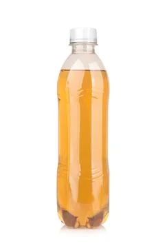 Plastic bottle isolated on white background, water yellow Stock Photos